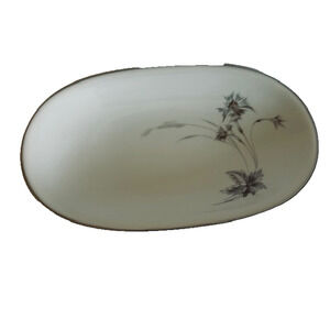 Heinrich-H&C Sepia White/Platinum Trim Relish Dish Floral Germany